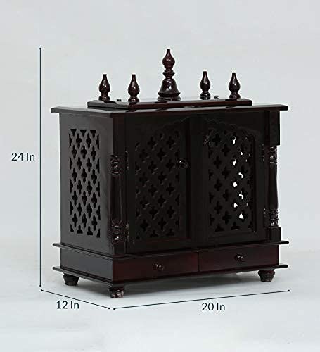 Jodhpur Handicrafts Wood Home Temple, Pooja Mandir, Pooja Mandap (Brown, LXBXH 20X12X24 Inch)
