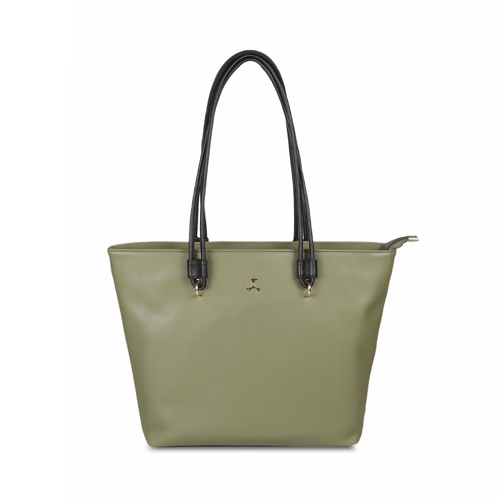 Mochi Women's Green Fashionable Faux Leather Tote Bag (66-451)