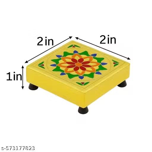 Shubhmangal Decorative Wooden Pooja Chowki for Home Temple HDP012