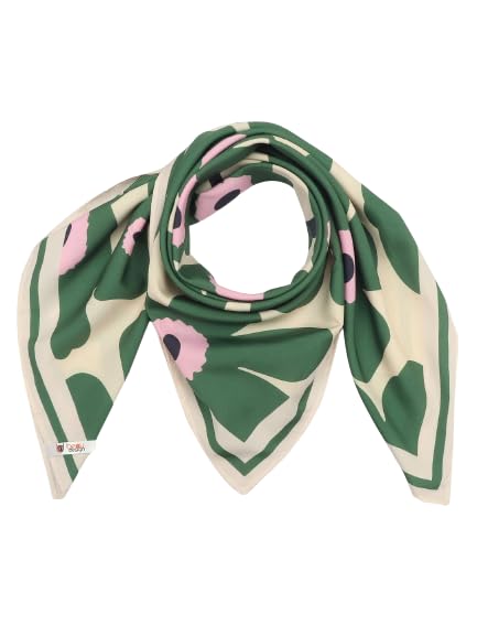 Beau Design Women's Stylish Square Polyster Trendy Digital Printed Fashion Head Neck Scarf Stole Green/OffWhite - Large 29 X 29