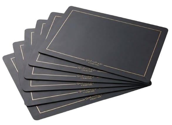 Dribble Premium PU Leather Placemats Set of 6, Double Layer Waterproof Heat Resistant, Non-Slip Easy Clean Dining Table Mats for Kitchen, Dining & Office Desk, Reversible & Smooth Finish (Grey) Kafalo