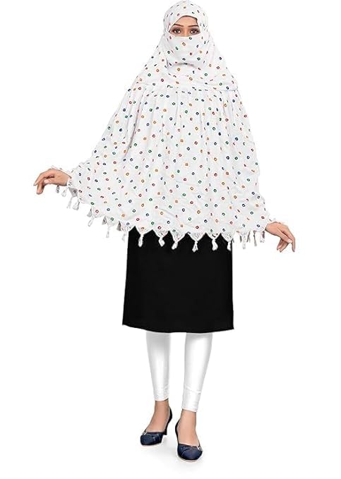 Crockett Cotton Face Mask Scarf with Sun Protection – Long Cotton Dupatta for Women & Girls – Universal Size, Stylish UV Protection Cover for Vahical Driver Outdoor Use (White Ring)