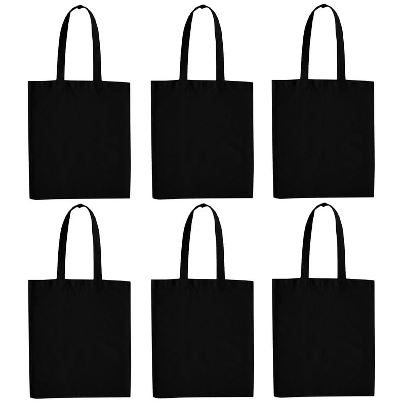 Encasa XO Cloth Tote Bag (Pack Of 2) - Black Colour Canvas Cotton Bag | Reusable-Multi-Pack With Extra Strong 13 Handle | Holds 15 Kgs | Multipurpose Grocery Carry Bag For Men & Women, Casual
