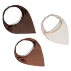 Hair Drama Co. Brown Shaded Solid Elastic Bandana Head Scarf for Women (Set of 3) | Silk Satin Head Wrap Bandana Scarves | Boho Style Statement Headband Scarves | All Day Wear Scarves Accessories