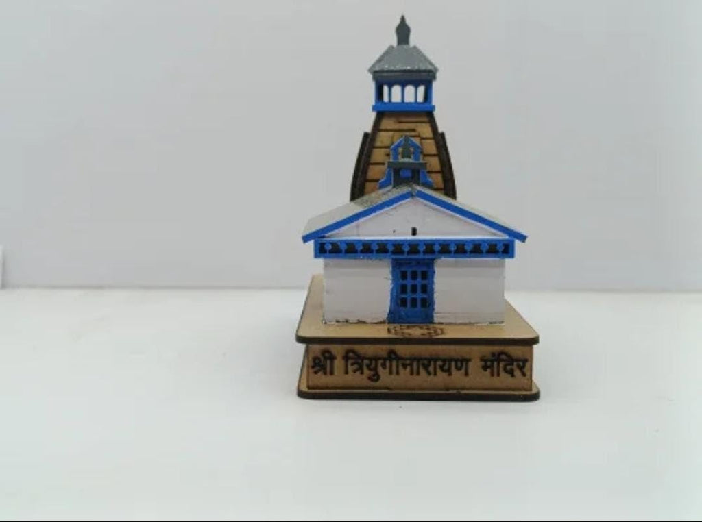 Triyuginarayan Temple 3D Model, Miniature Replica with Blue and Tan Details