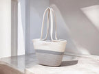 BEAUTIFUL HOMMIES Attractive Hand Bag |large Tote Bag |Summer Bag | Bucket Bag | Basket Bag | Bamboo Tote | Beach Bags for Women|Boho Bag|Handbag |Jute Bag |Handmade Bag (WHITE GREY STYLISH)