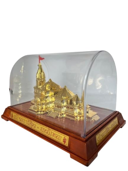 Awadh 7.25 Inch Large Ram Mandir Ayodhya Model Acrylic Covered with Plastic Base Authentic Design Ideal for Home Temple, Home Decor & Gifts (Pack of 1)