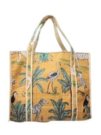 HOUSE OF GULAB Tote Bag with Long Handler & Inside Pocket (Yellow & Green)