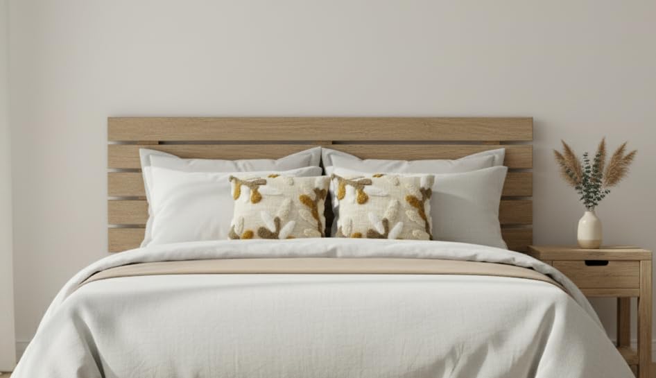 Furnistitchs Premium Decorative Throw Cushion Pillow Cover Boho Home Decor - Living Room Bedroom Couch Sofa Cushion Covers 16 inch x 16 inch (2, Cream Leaves)