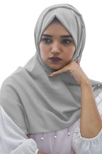 Urshia Georgette Pearl Hijab With Moti Latkan and Diamond Accents (Grey)
