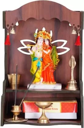 SSI Fully Handmade beautyfull Small Wooden Home and Office Temple/Pooja Mandir Pooja ghar (DRK Brown)