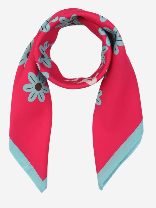 Beau Design Women's Stylish Square Polyster Trendy Digital Printed Fashion Head Neck Scarf Stole Wrap - Dark Pink Blue Large 29 X 29