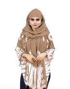 Krevaa Stylish Printed Pattern Fancy Scarf With Sun Protection Cover Face Cotton Mask for Women's and Girls.Tie-Dye Scarf for Women, Maroon and White, Hijab Style (CREAM)