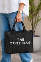 AQVA Printed Cotton Canvas Tote Bag with Detachable Sling Strap for Women | Large Capacity | Stylish Multipurpose Handbag with Zipper | Shoulder Bag for Laptop, Office & Travel (Black)