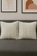 AWARD VELVETS Premium Faux Rabbit Fur Plush Luxury Soft Fluffy Striped Decorative Throw Pillow/Cushion Covers for Sofa, Couch, Living Room - (Light Grey, 16 x 16 inch) Set of 1