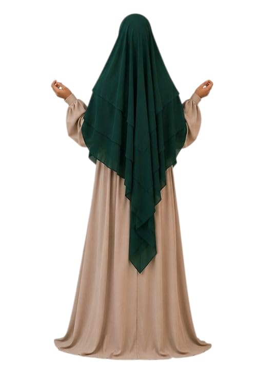 TRIPLE LAYER KHIMAR HIJAB/MULTI LAYER HIJAB/FULL SIZE KHIMAR LAYER (DARK GREEN)
