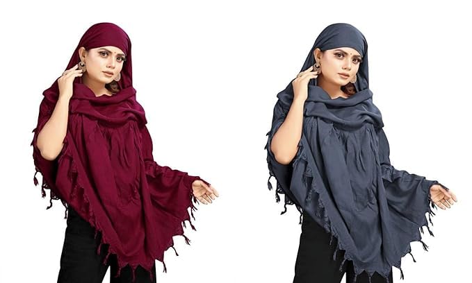 COMBO Women Cotton Stylish Hand Printed Scarf - Anti Pollution Full Face Cover With UV Sun Rays Protection Scarf (MAROON-GREY)