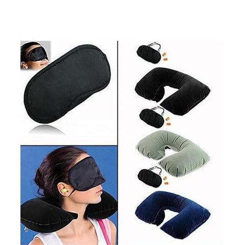 Purroch Advanced Memory Foam Neck Travel Pillow, Neck Pillow Airplane with Eye Mask & Ear Plugs, Designed for The Comfort of Travel & Office, Neck Pillow for Plane, Car, Home, Work, Dark Grey