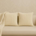 AWARD VELVETS Premium Faux Rabbit Fur Plush Luxury Soft Fluffy Striped Decorative Throw Pillow/Cushion Covers for Sofa, Couch, Living Room - (Beige, 24 x 24 inch) Set of 1