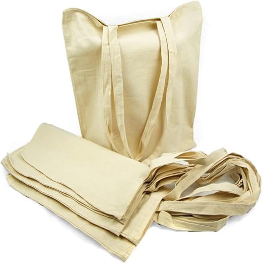 Cotton Bag 42 x 38 cm. Bag Long Handles - Tote Bag Cotton - Canvas Bags for Painting, Natural, ['23.0 centimeters (length) x 6.0 (width) 24.0 (height)']
