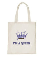 Delhi Printing Co. I'm a queen tote bag|Strong Cotton Bag for Shopping | Canvas Tote Bag for Women & Girls | Stylish Cotton Handbags (DCTBH-178)