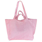 Anjetan Reversible Shoulder Bag Large Capacity Plaid Shoulder Bag Cotton Tote Bag Shopping Tote Bag Plaid Canvas Bag Cotton Tote Bags