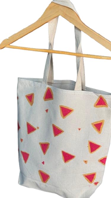 Trashury Hand Painted Large Cotton Canvas Tote Bag for Women & Girls | Reusable Shoulder Handbag for College, Office, Shopping & Travel (2)