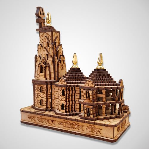 A&S Ventures Authentic Wooden Somnath Temple Model - Handcrafted for Home Pooja, Temple, and Gifting | Mahashivratri Special Design