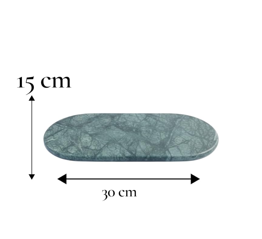 Green Marble Decorative Tray for Home Décor | Natural Stone Serving Tray for Dining Table, Coffee Table, Vanity, Bathroom & Kitchen | Multipurpose Luxury Marble Platter (30 cm)