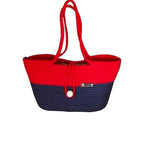 BEAUTIFUL HOMMIES Attractive Hand Bag |large Tote Bag |Summer Bag | Bucket Bag | Basket Bag | Bamboo Tote | Beach Bags for Women|Boho Bag|Handbag |Jute Bag |Handmade Bag (RED BLUE STYLISH)