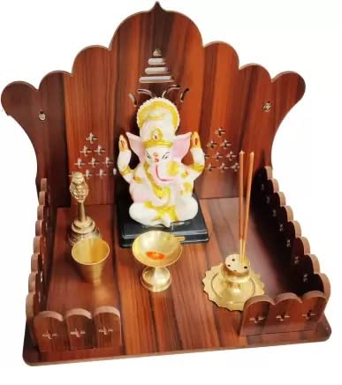 SSI Fully Handmade beautyfull Small Wooden Home and Office Temple/Pooja Mandir Pooja ghar (DRK Brown)