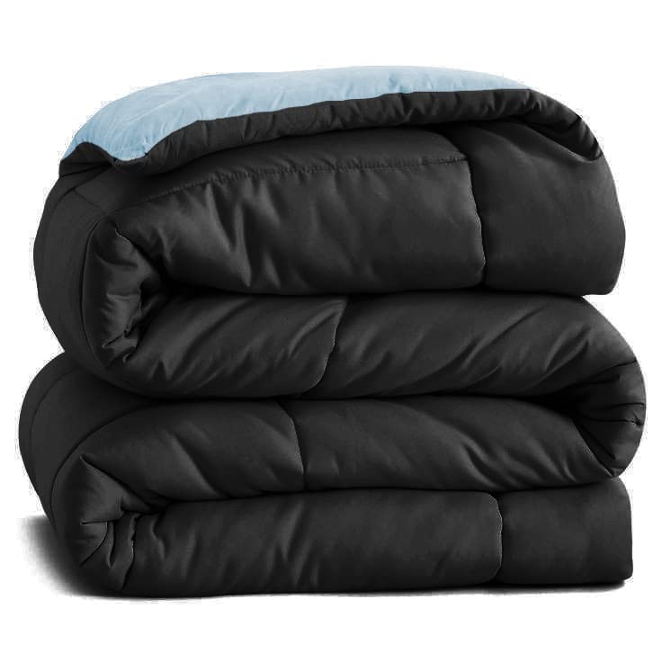 A Brand New - Umi AC Comforter for Single Bed Luxury Blanket 220 GSM Ultra Super Soft Microfiber Reversible Lightweight All-Weather Bed Comforter/Duvet/Quilt (60X90 Inche, Black & Grey) Kafalo