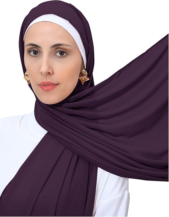PREMIUM KOREAN GORGETTE HIJAB FOR WOMEN, GEORGETTE HIJAB SCARF FOR WOMEN 80 BY 180 CM (DARK PURPLE)