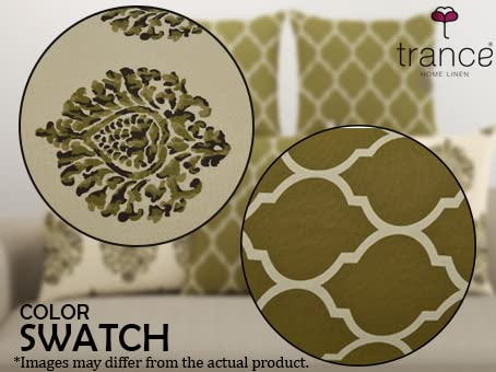 Trance Home Linen Set of 5 Premium 100% Cotton 24x24 inch Cushion Covers Only for Sofa and Diwan | 24 x 24 Cushion Pillow Covers Only – (24x24 inch | 60cmx60cm, Dori & Damask Forest Green) – Set of 5