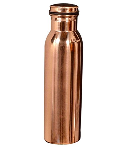KC Copper Water Bottle and Jug Combo Set - 1000 ml Bottle, 2000 ml Jug, 2 Glasses - Brown