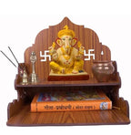 Wooden Temple for Home – Wall Mounted Pooja Mandir | Decorative Prayer Shelf with Storage | Engineered MDF Wood | Compact 11.50x9x9.5 Inch (Style -3)