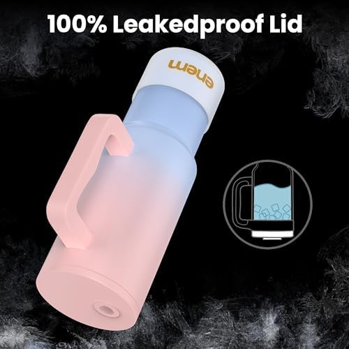 enem Tumbler, Tumbler with Metal Straw, Sipper, with Lid Leak Proof, 1 Metal Ice Cube, 1 Copper Spring (Tamba), Base Protector, Mug Travel, 1.2L, Cotton Candy Cloud