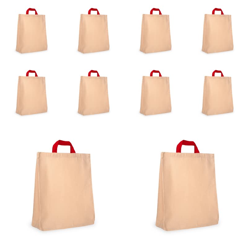 SCARLET Cotton Canvas Shopping bag, Reusable Multipurpose bag (Pack of 10)