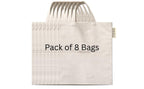GRAICOT 100% Cotton Tote Bags (Pack of 8, 14x12 Inch) - 150 GSM Medium Eco-Friendly Unbleached Canvas Tote Bag for Grocery Shopping, Travel, DIY Painting & Return Gifts