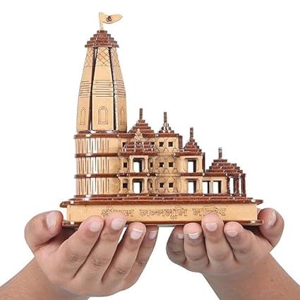 VRCT Ram Mandir Ayodhya 3D Model Wooden Temple with Light (6X4) INCH