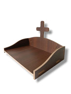 Wooden Mini Shelve with Cross Design, Prayer Temple for Home, Office, Student Hostel, Shop, 16 x 23.5 x 16 cm