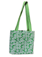 • Women Reusable Shopping bag with linning/Grocery Classic Tote Bag/Cotton Handbag belcro Closure Travel Bag Multi-Purpose, Green leaf(pack 1)