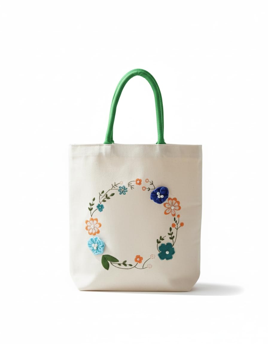ZIG ZAG BAGS Canvas Tote Bag with Zipper | Aster Design | Hand-Painted Cotton Tote for Girls, Office & Shopping | Eco-Friendly Cloth Handbag | Stylish Shoulder Shopping Bag for Women (Aster)