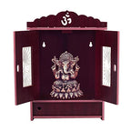 CrazyInk Wooden Readymade Wall Hanging Puja Temple for Home God Stand for Pooja Room Mandir Wood Devghar Stand for Office and Shop Crazyink-453