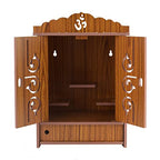 AVAD Wooden Readymade Wall Hanging Puja Temple for Home God Stand for Pooja Room Mandir Wood Devghar Stand for Office and Shop AVAD-455 (orenge Door Temple)
