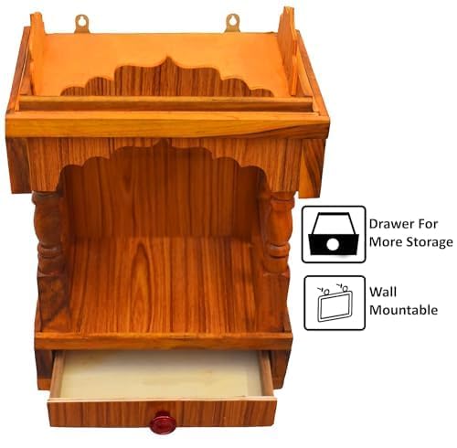 Wooden Temple Beautiful Plywood Mandir Pooja Room Home Decor Office Or Home Temple (Wooden)(44 * 19 * 29cm)