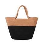 BEAUTIFUL HOMMIES Attractive Hand Bag |large Tote Bag |Summer Bag | Bucket Bag | Basket Bag | Bamboo Tote | Beach Bags for Women|Boho Bag|Handbag |Jute Bag |Handmade Bag (BEIGE AND BLACK SYYLISH)
