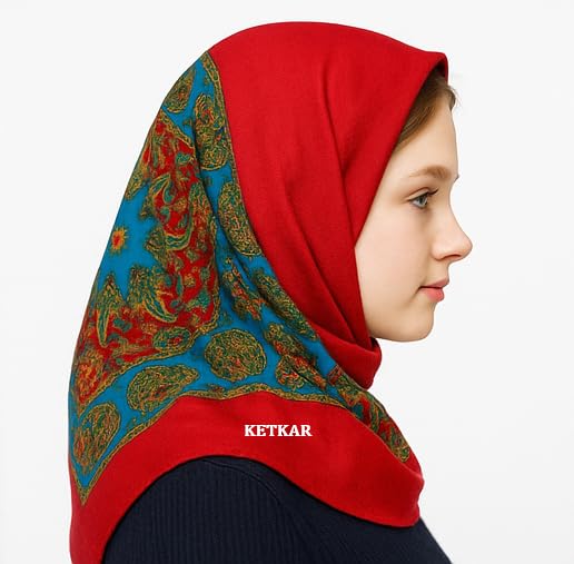 KETKAR Women's Woolen Winter Scarf | Soft & Warm Cold Weather Muffler, Wrap & Shawl | Elegant Wool Blend | Pack of 1_Red