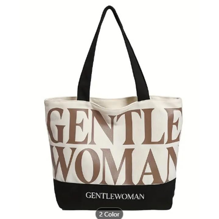 THE SACK CO. Large Canvas Tote Bag for Women, Tote Handbags for Women with Zipper & for College, Shopping, Office (gntl women brw writing)