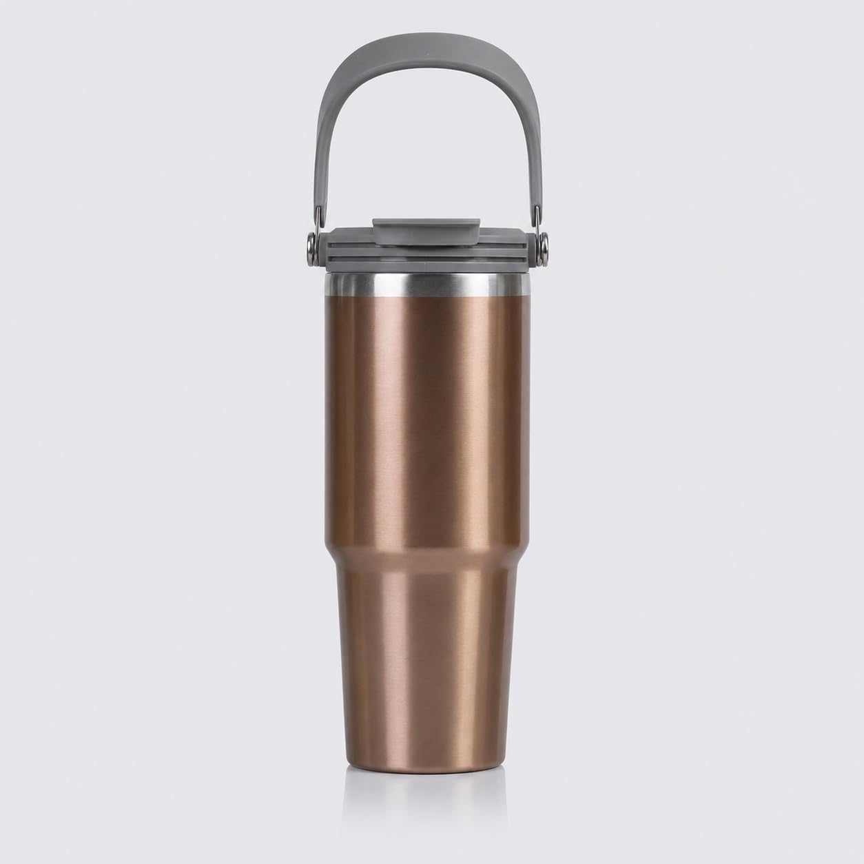 Vasukie 900ML Stainless Steel Tumbler with Straw and Top Handle, Leakproof Sipper Water Bottle, Dual Flip Lid for Office, Gym, Water, Coffee, Tea and Cold Drinks (Copper)